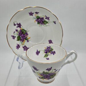 Regency RE5 Purple Violet Bone China Teacup & Saucer England Discontinued